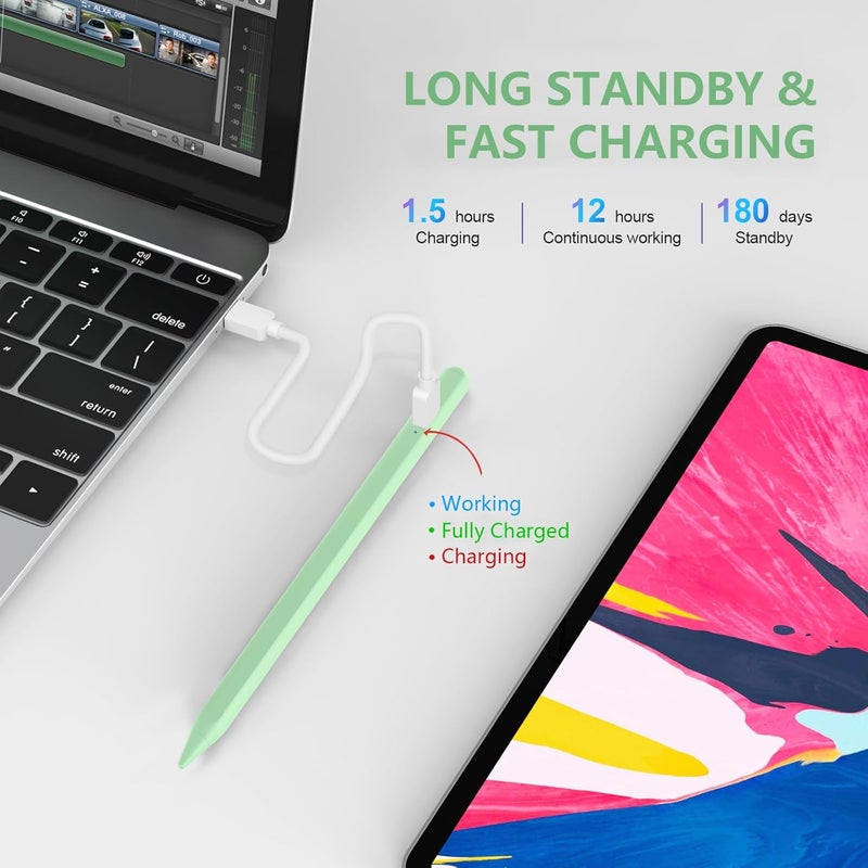 COO ​​​Stylus Pen for iPad 2018-2023 with Palm Rejection, Active Pencil for iPad 10th/9th/8th/7th/6th Generation, for iPad Pro 11/12.9 inch, for iPad Air 5th/4th/3th Gen, for iPad Mini 6th/5th Gen (Green) - Image 5